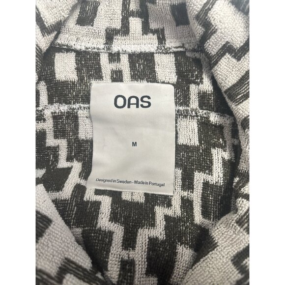 OAS Sweden Terry Cloth Button-Up Shirt Men’s Medium – Geometric Jacquard Pattern - Picture 4 of 7